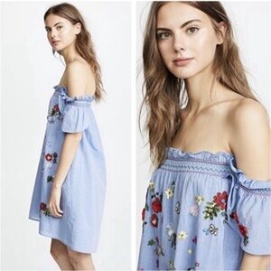 Joie Clarimonde Off-The-Shoulder
Cotton Chambray Sequin Floral Dress Sz L